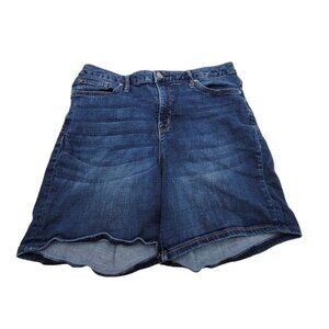 Seven7 Womens Mid Rise Bermuda Denim Jean Shorts Stretch Medium Wash Blue Sz 12